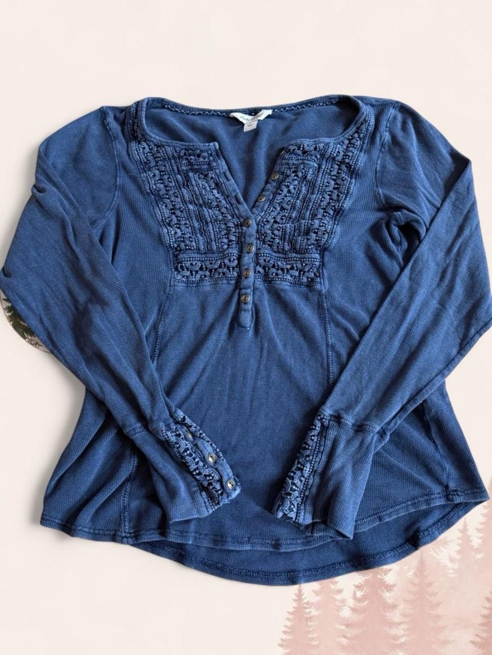Lucky Brand Y2K Thermal Henley Top – Size Large